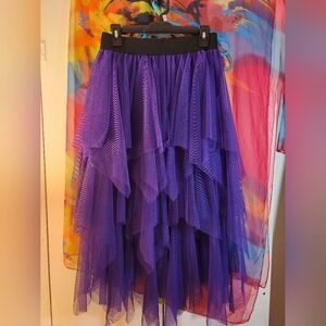 Elegant Purple Tulle Layered Skirt